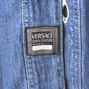 vintage Versace blue denim cotton mudusa button shirt