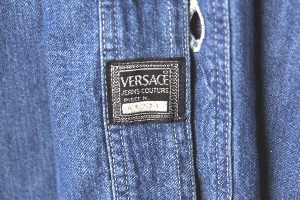 vintage Versace blue denim cotton mudusa button shirt