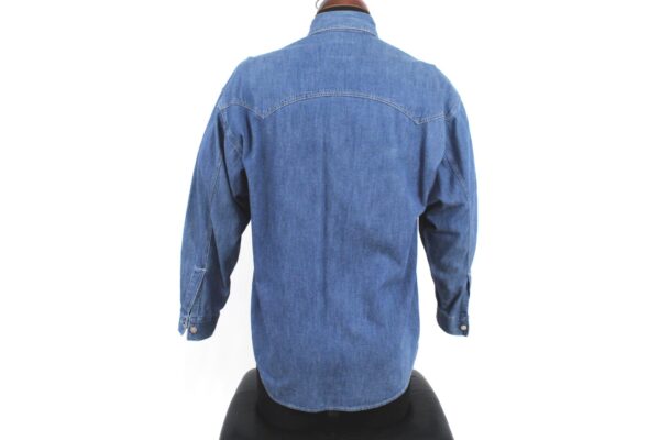 vintage Versace blue denim cotton mudusa button shirt