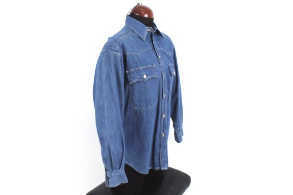 vintage Versace blue denim cotton mudusa button shirt