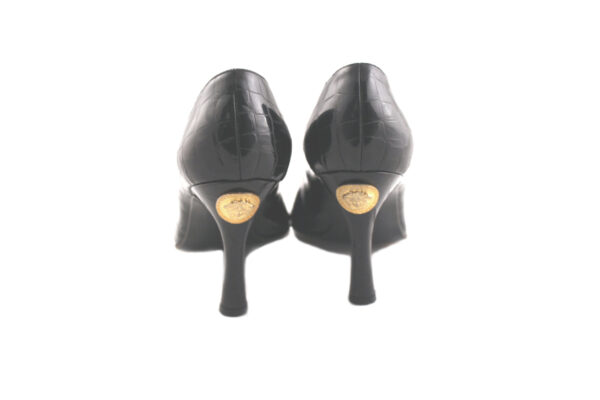 Gianni Versace black faux croc high heel shoes