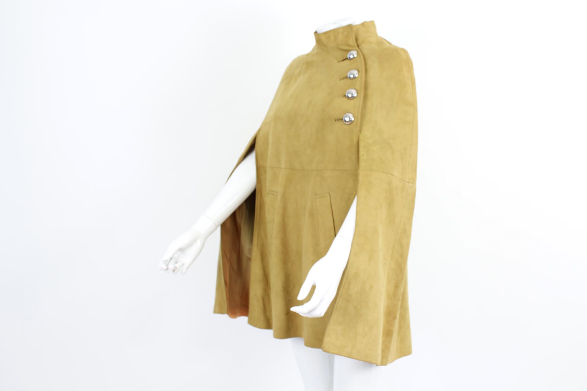 vintage dandi modes suede leather yellow belted cape