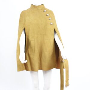 vintage dandi modes suede leather yellow belted cape