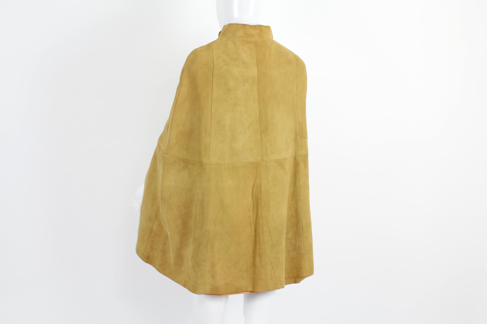 vintage dandi modes suede leather yellow belted cape