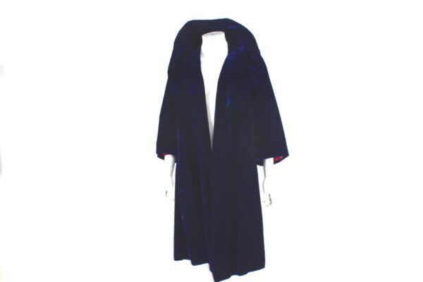 vintage royal blue velvet stand up collar swing coat