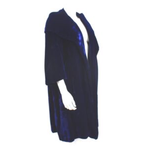 vintage royal blue velvet stand up collar swing coat