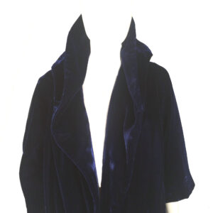 vintage royal blue velvet stand up collar swing coat