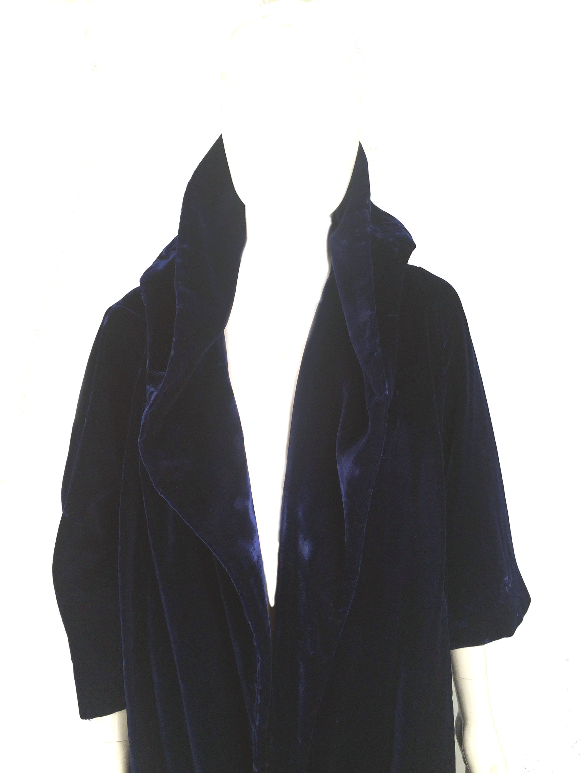 Vintage 1950s Royal Blue Velvet Coat Open Front Swing Style - Momentum ...