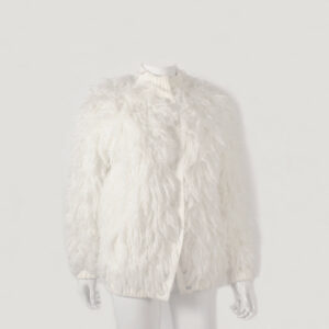 white shag string thread jacket coat