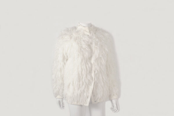 white shag string thread jacket coat