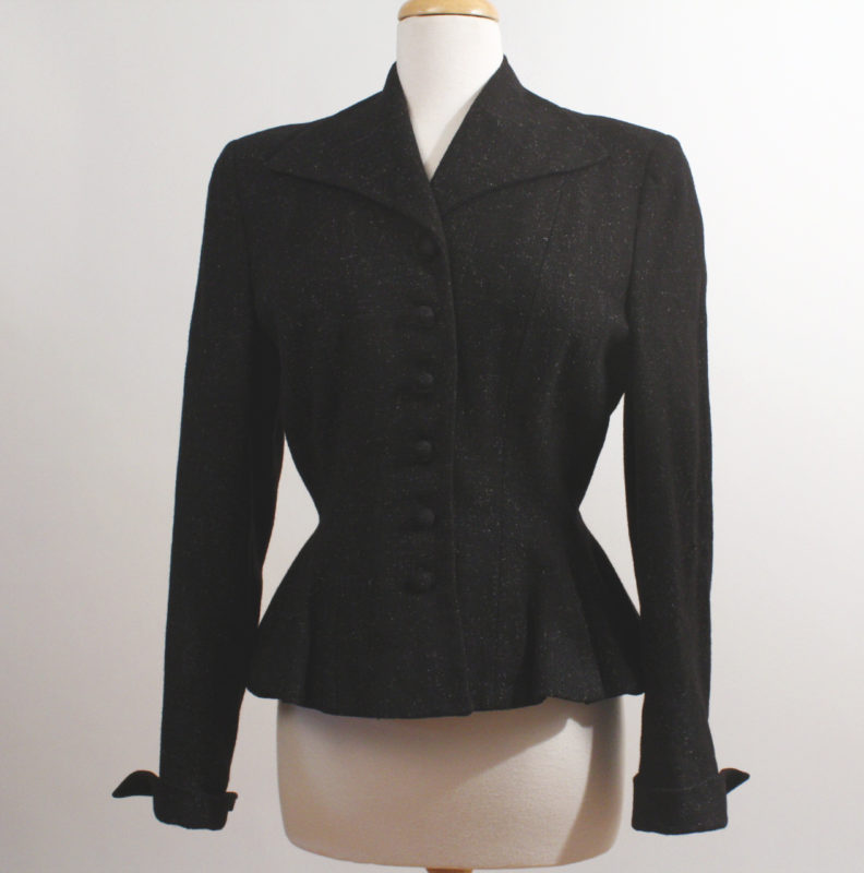 Vintage Wool Cashmere 40’s Tweed Look Black White Thread Button Front ...