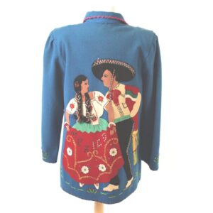 vintage Mexican novelty embroidered wool jacket