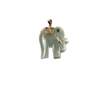 vintage 14kt green jade elephant pendant charm