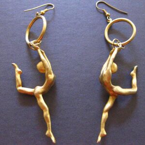 gold tone acrobatic body earrings