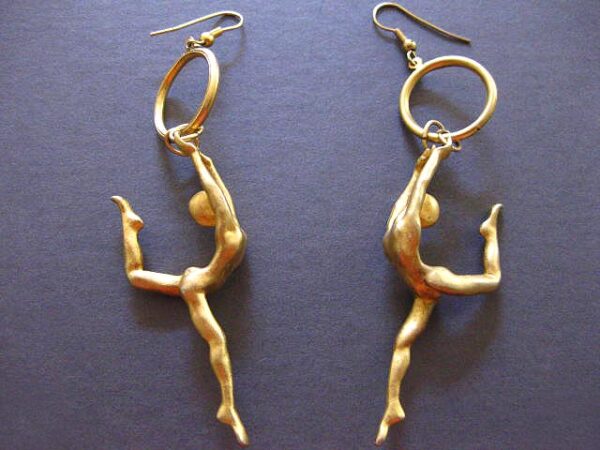 gold tone acrobatic body earrings