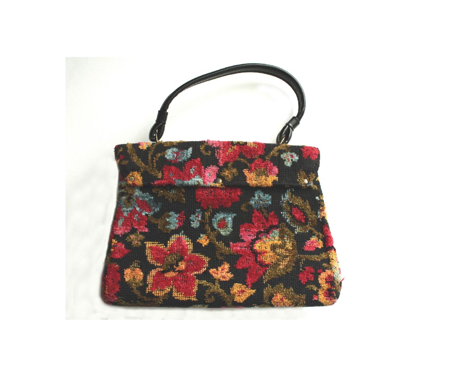 Vintage Floral Tapestry Chenille Carpet Bag Purse - Momentum Vintage