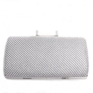 Jessica McClintock silver tone evening clutch purse