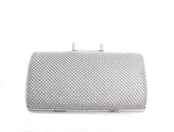 Jessica McClintock silver tone evening clutch purse