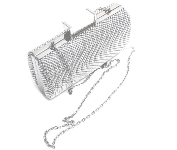 Jessica McClintock silver tone evening clutch purse
