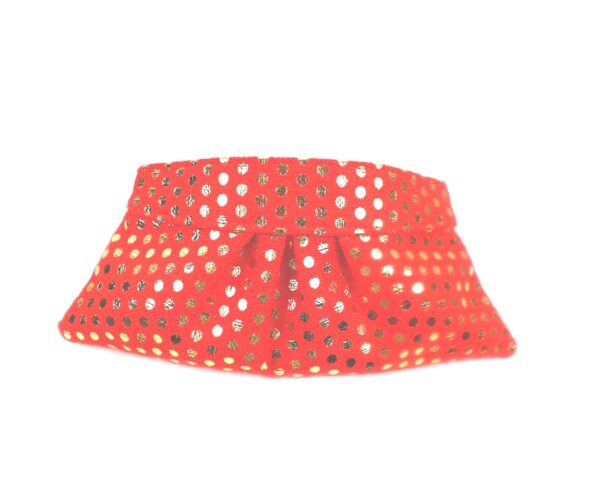 lauren merkin gold polka dot orange red clutch bag