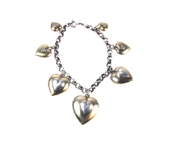 Sterling silver hearts two tone charm bracelet