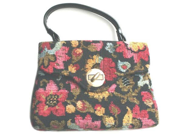 floral chenille tapestry carpet bag vintage purse