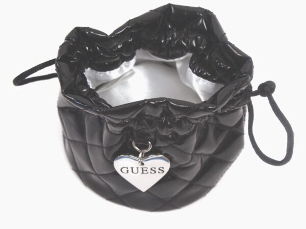 Guess black silver tone heart charm purse