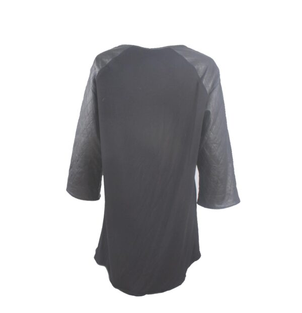 Mens En Noir black leather sleeves pull over T shirt