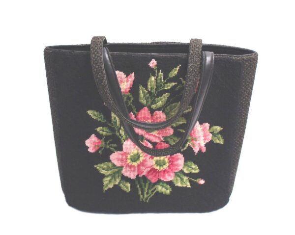 vintage JR Florida floral needlepoint handbag purse