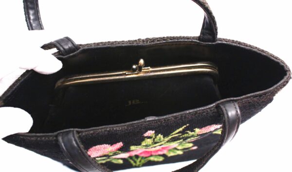 Vintage JR Florida floral needlepoint handbag purse