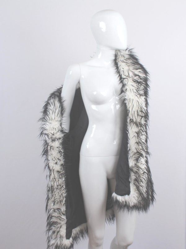 faux fur shaggy white black spike jacket coat by New York Speed