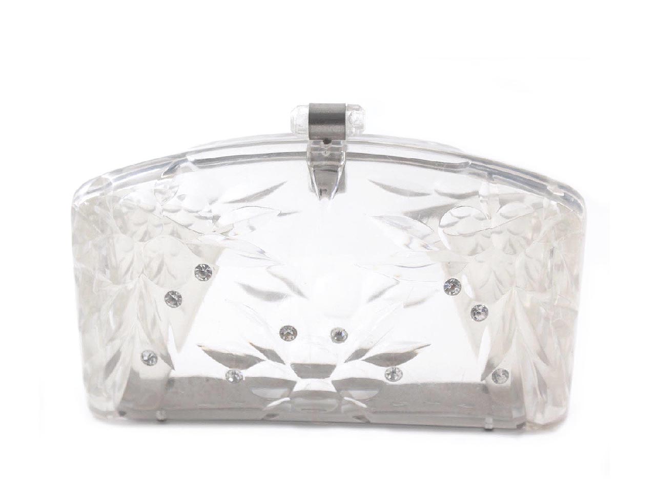 clear lucite clutch