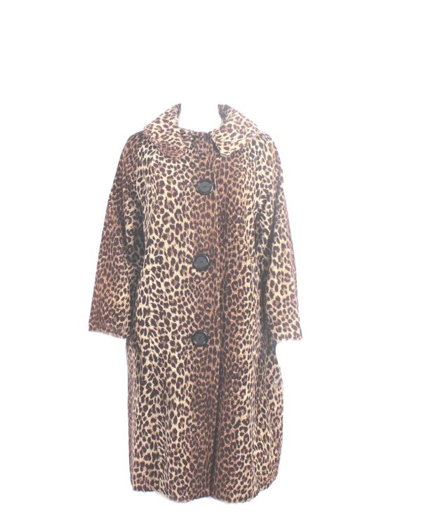 leopard faux fur print vintage coat