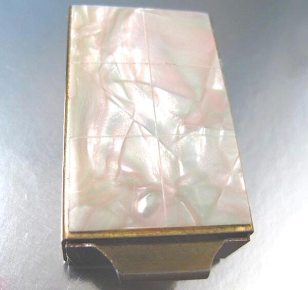 vintage miniature mother of pearl flip top compact