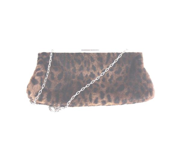 Dennis Basso leopard faux fur clutch shoulder bag