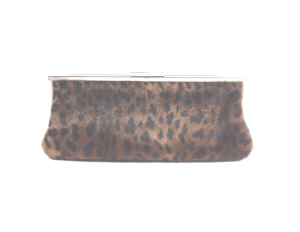 Dennis Basso leopard faux fur clutch shoulder bag