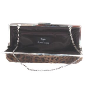 Dennis Basso leopard faux fur clutch shoulder bag