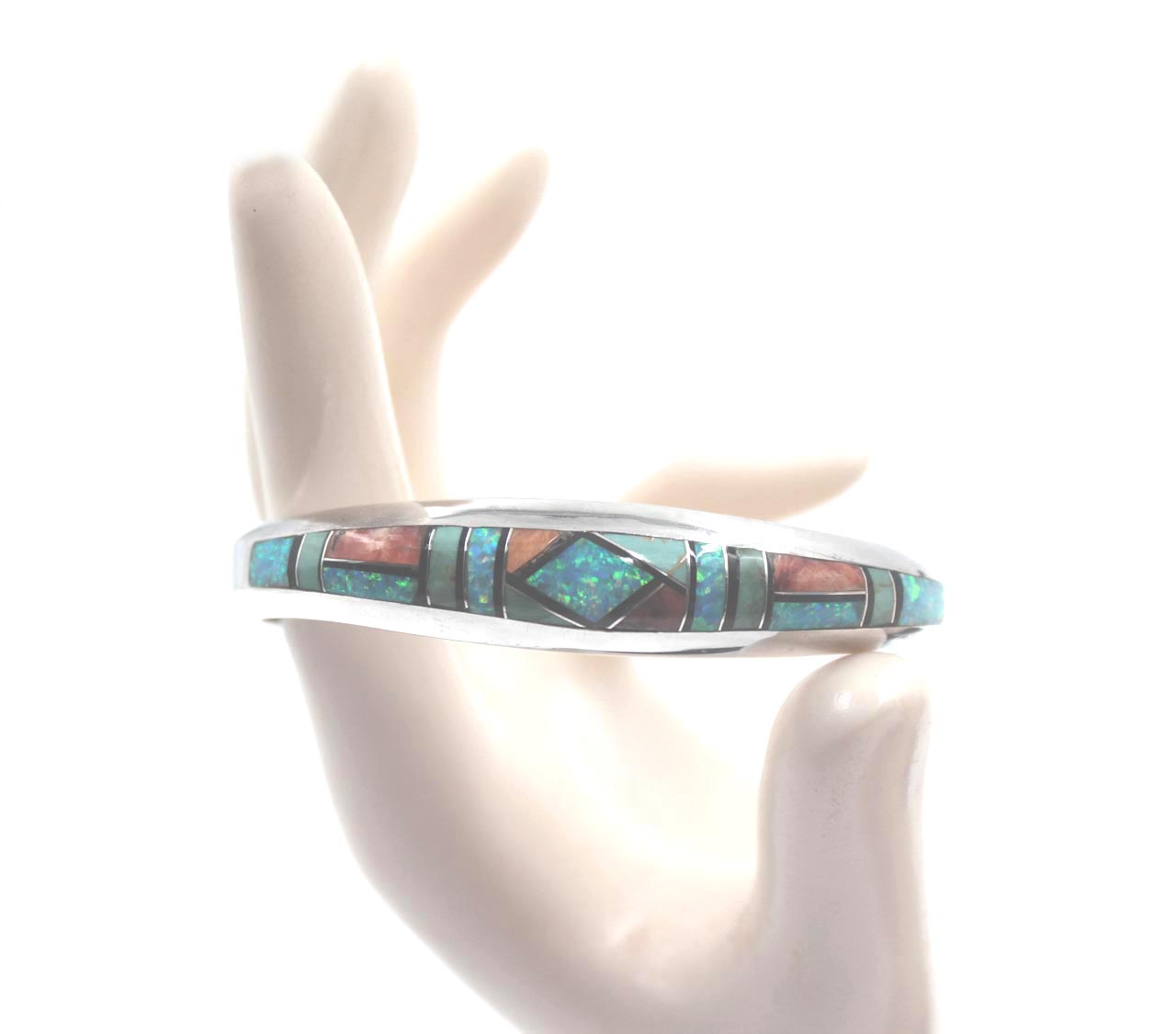 Phillip Sanchez Navajo sterling silver silver gemstone cuff vintage bracelet