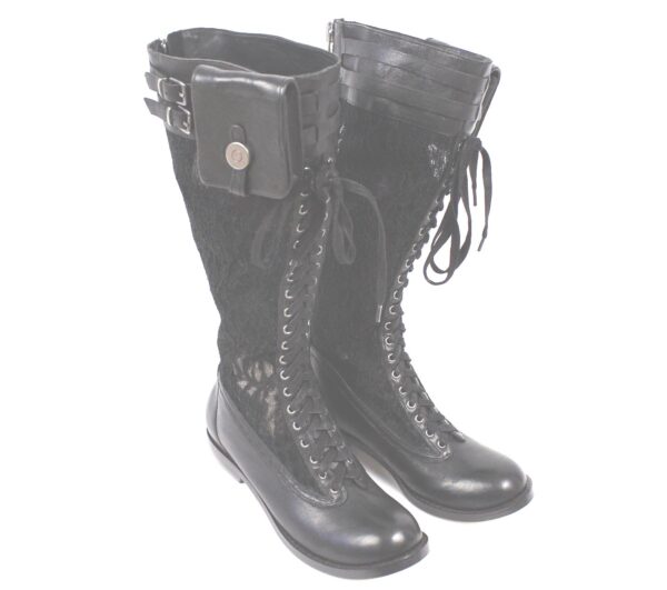 Creative Recreation black lace leather zip backs & string up boots