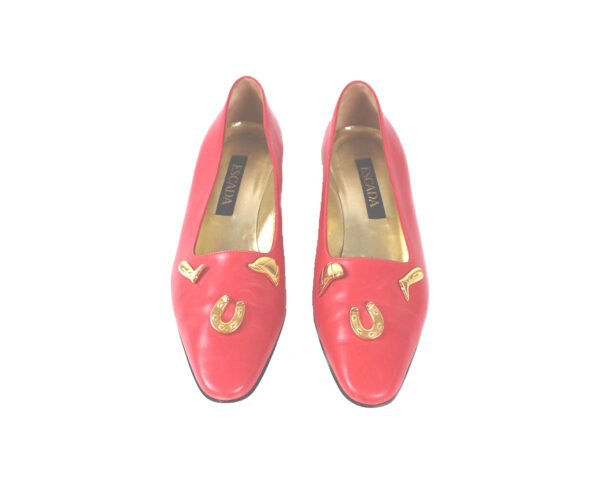 Escada leather red equestrian design shoes