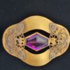 Victorian purple beveled stone sash brooch pin
