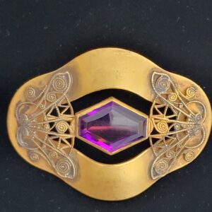 Victorian purple beveled stone sash brooch pin