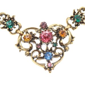 vintage Coro heart jeweled renaissance style necklace