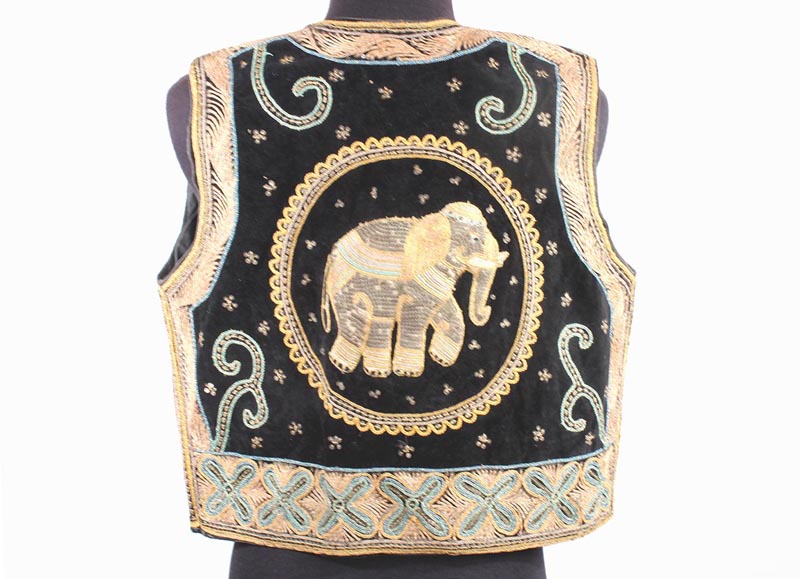 Vintage Elephant Hand Embroidered Sequined 70s Vest - Momentum Vintage