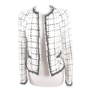 black & white Zara tweed waist jacket