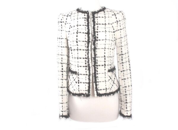 black & white Zara tweed waist jacket