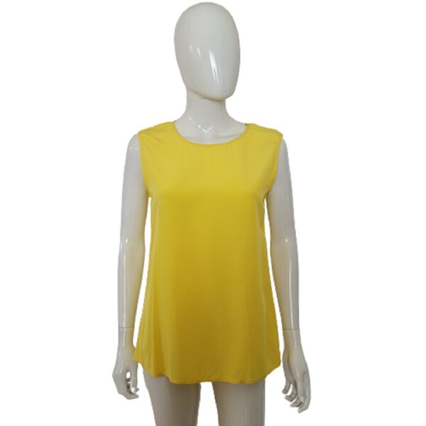 chanel silk sleeveless yellow blouse