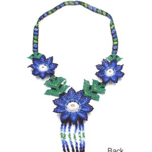 Huichol seed beaded flowers necklace