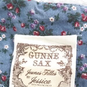 vintage gunne sax lace trim 70s polka dot floral prarie dress