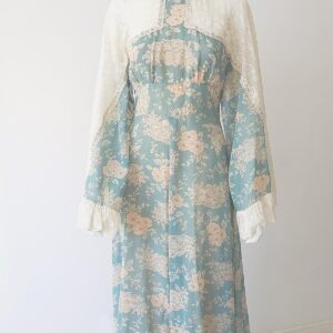 gunne sax lace floral bell sleeve maxi vintage dress